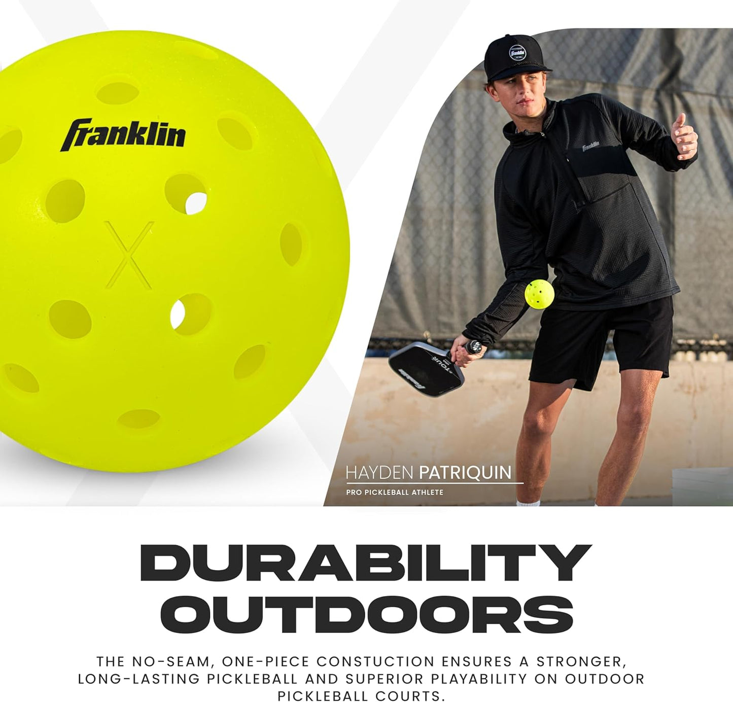 Franklin Sports Outdoor-Pickleballs – X-40 Pickleballbälle – von USA Pickleball (USAPA) zugelassen – offizieller US Open Ball – 3er-, 12er- und 100er-Bulk-Packs Pickleballs