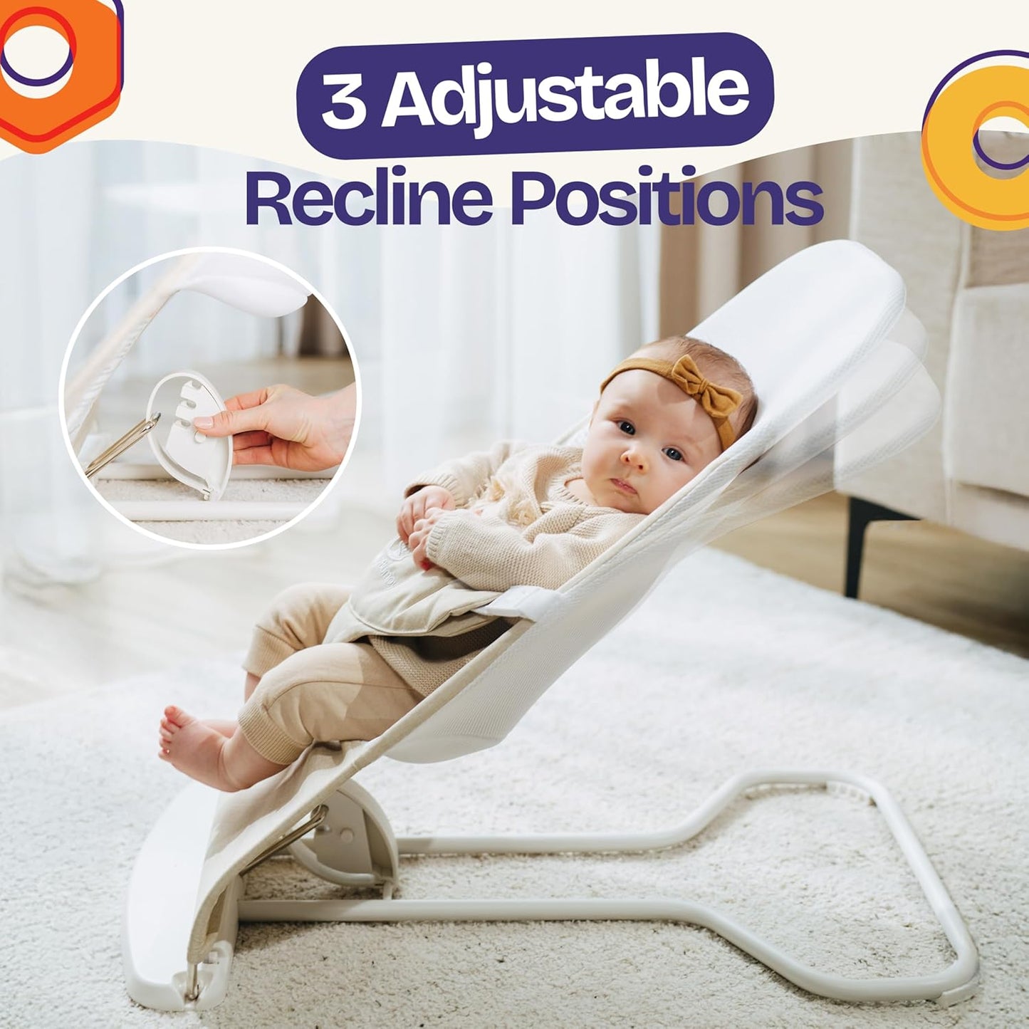 ComfyBumpy Ergonomische Babywippe – Inklusive Reise-Tragetasche – Sichere, tragbare Wippe mit verstellbarer Höhe – Babywippe, perfekt für Neugeborene (Grau)