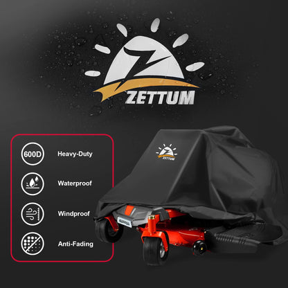 Zettum Riding Lawn Mower Cover - Lawn Tractor Covers Waterproof & Heavy Duty, 600D Outdoor Mower Cover Universal fit with Storage Bag for John Deere, EGO, Toro, Craftsman, Husqvarna, Honda and More