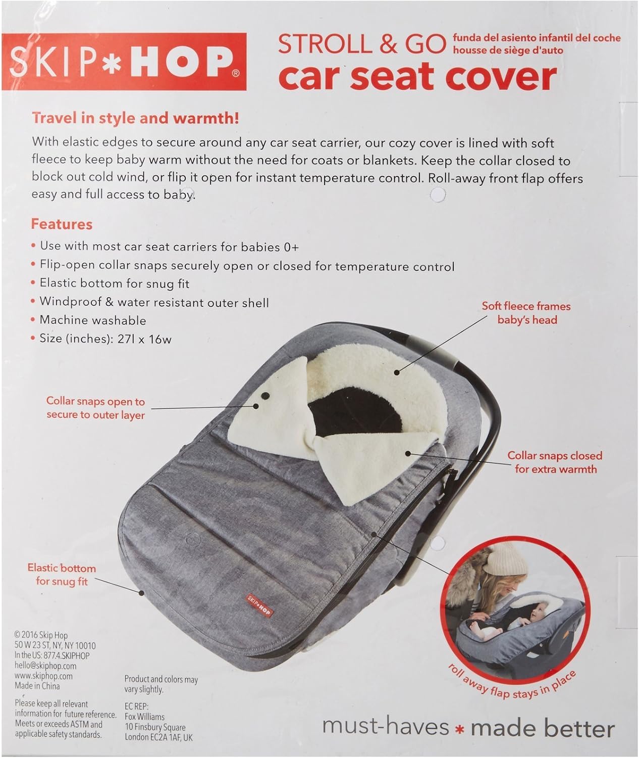 Skip Hop Winter Autositz-Abdeckung, Stroll & Go, Schwarz