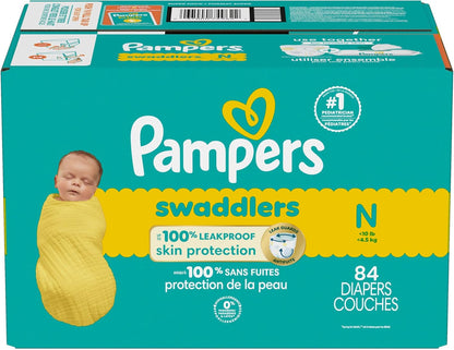 Pampers Swaddlers Diapers, Size 0 (up to 10 lbs), 84 Count, Absorbent, Keeps Baby Dry and Comfortable, Skin Safe Disposable Baby Diaper