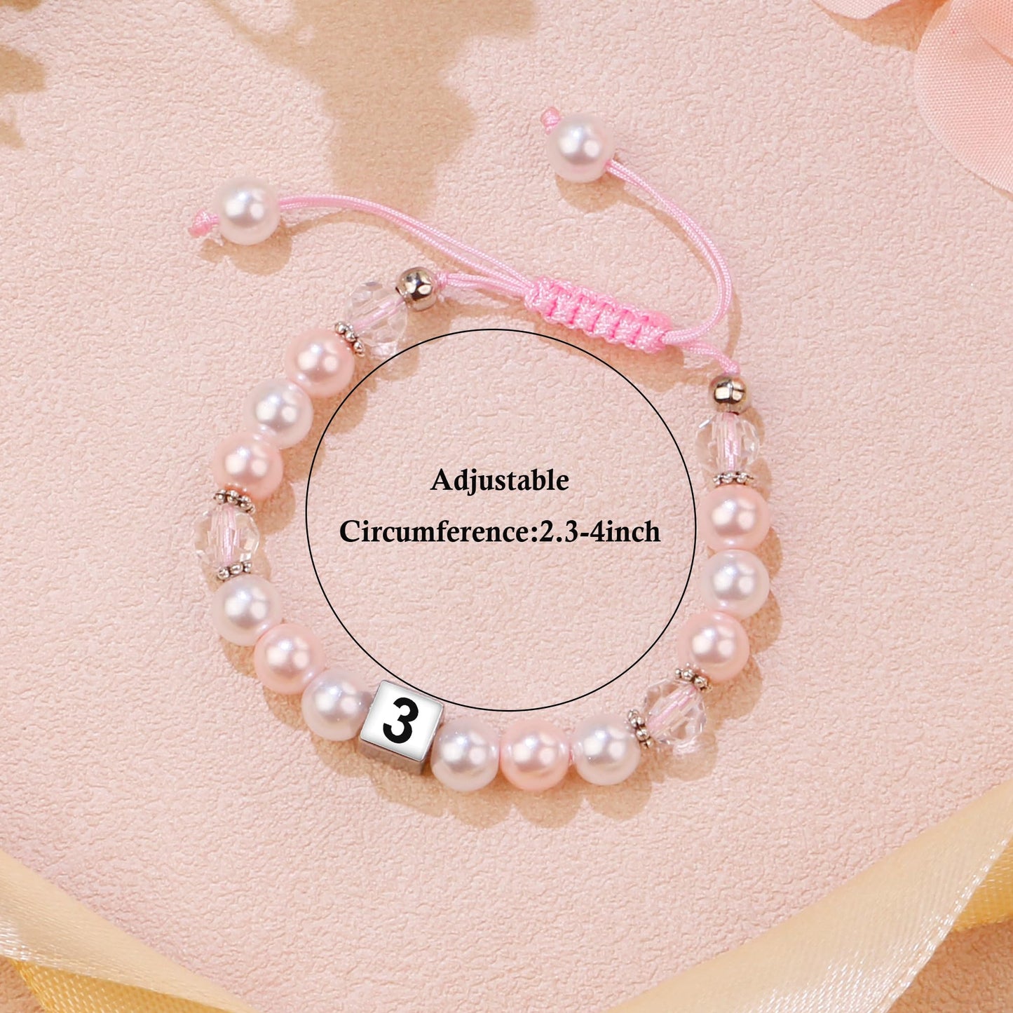 Sereney 5 Jahre altes Mädchen Geburtstagsgeschenkideen, verstellbares rosa-weißes Perlenarmband als Fünf-Jahres-5-Jahre-altes 5. Geburtstagsgeschenk für Teenager-Mädchen, Tochter, Nichte, Enkelin