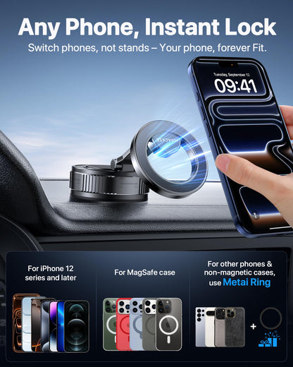 Miracase Car Phone Mount, [Upgraded Strong Military Grade Suction Cup] Long Arm Phone Holder for Car Dashboard Windshield Vent, Hands Free Cell Phone Holder Compatible with All Mobile Phones