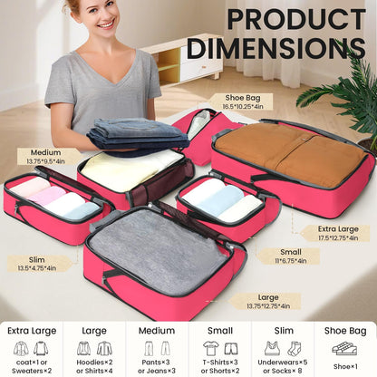 BAGAIL 4er-Set Kompressions-Packwürfel Reise-erweiterbare Packorganizer (Schwarz, 4er-Set)