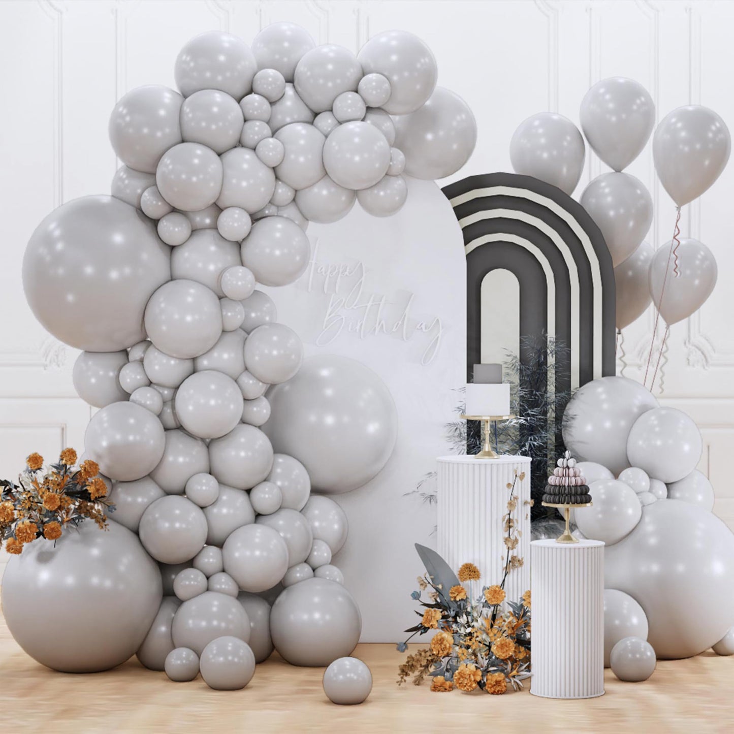 PartyWoo White Balloons 155pcs Different Sizes Pack of 18 12 10 5 Inch Matte White Latex Balloon Arch Kit Garland for Wedding Bridal Graduation Baby Shower Birthday Party Decorations White-Y13