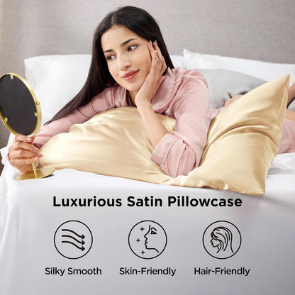 Bedsure Satin-Kissenbezug, Queen-Size, 2er-Pack, Seidenkissenbezügen ähnlich, seidige Kissenhüllen mit Hotelverschluss, Raumdeko, Valentinsgeschenke für Frauen und Männer, Grau, 50x75 cm