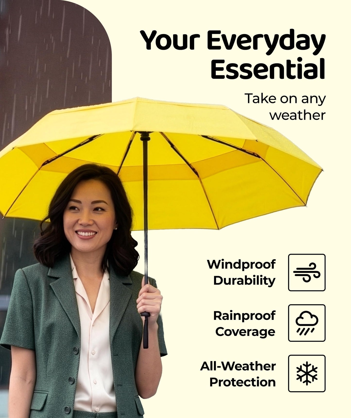 Repel Windproof Travel Umbrella - Compact & Withstands Winds up to 100MPH , Strongest Premium Auto Folding Umbrella for Rain and Sun - Durable, Light & Portable for Women & Men , Fits Backpack & Cars