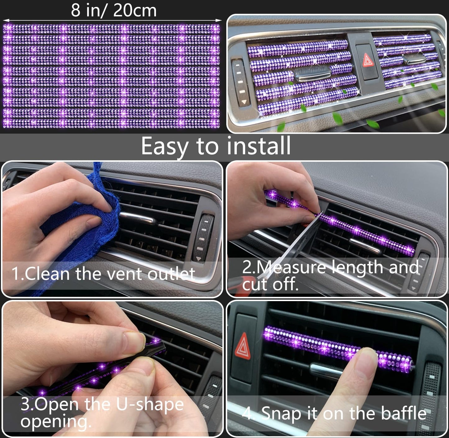 NBTEPEM 27-Piece Bling Car Accessories Set - Universal Fit Steering Wheel Covers, License Plate Frames, Phone Holder, Car Fast Charger, Coasters (Pink)