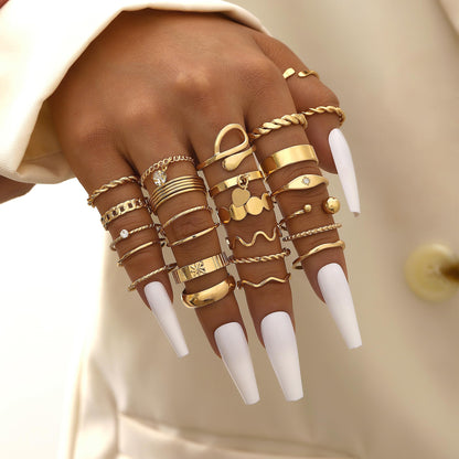 FAXHION 24-60 Pcs Gold Stackable Rings for Women, Knuckle Rings Chunky Gold Ring Set Dainty Stacking Cute Rings, Multiple Sizes Cute Jewelry Set Gift