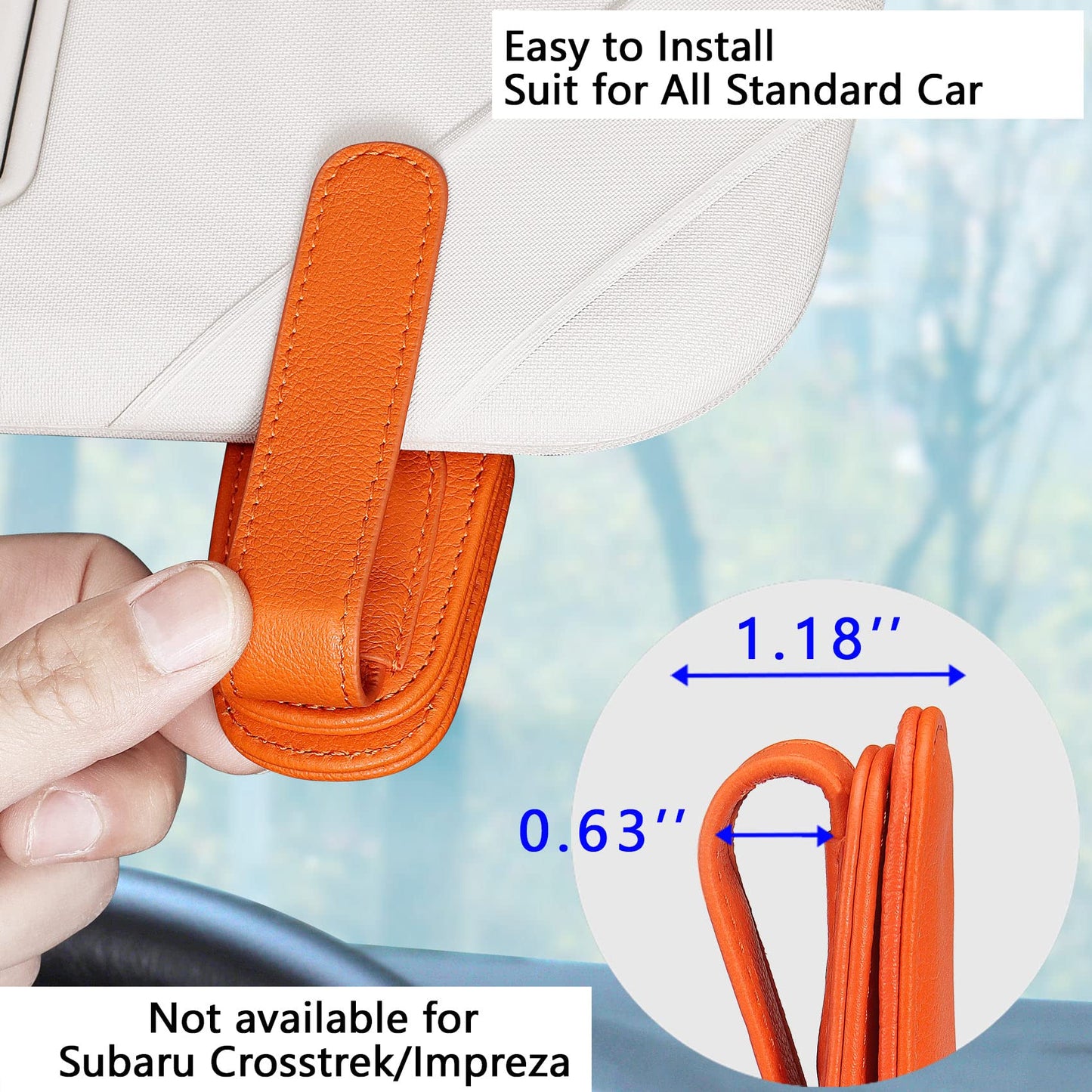 2 Packs Sunglasses Holder for Car Visor, Genuine Leather Car Sunglass Holder, Glasses Clip for Cars,Auto Interior Accessories Universal for SUV Pickup Truck (Black-(2 Pcs)