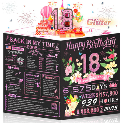 21st Birthday Card,3D Pop Up Funny 21st Birthday Decorations for Girls Granddaughter Sister,Happy 21 Year Old Birthday Gift for Daughter,Great 21Year Old Gifts Idea for Her,Jumbo Rose Glod In 2005