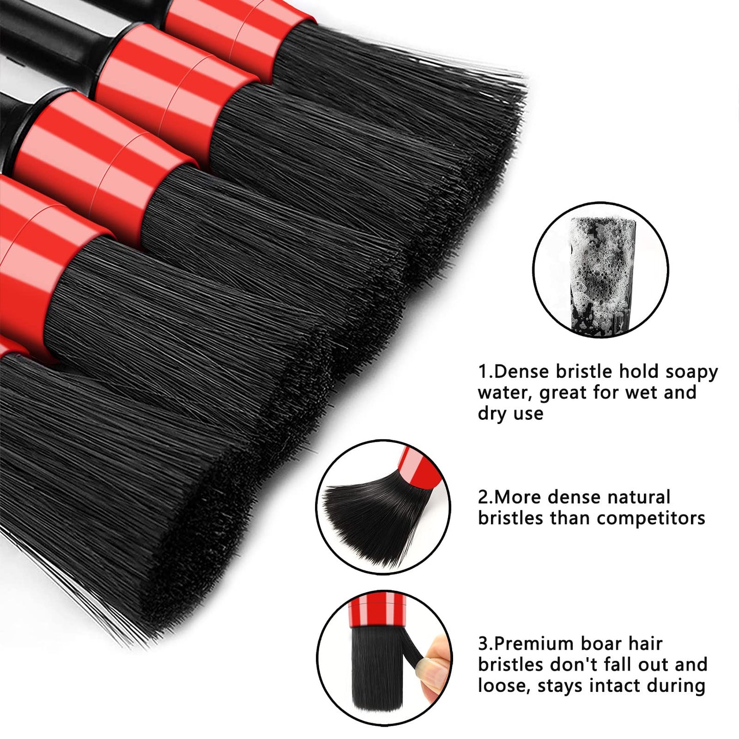10pcs Auto Car Detailing Brush Set Car Interior Cleaning Kit Includes 5 Boar Hair Detail Brush,3 Wire Brush, 2 Air Vent Brush for Cleaning Interior Exterior, Dashboard Engines Leather Wheel