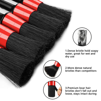 10pcs Auto Car Detailing Brush Set Car Interior Cleaning Kit Includes 5 Boar Hair Detail Brush,3 Wire Brush, 2 Air Vent Brush for Cleaning Interior Exterior, Dashboard Engines Leather Wheel