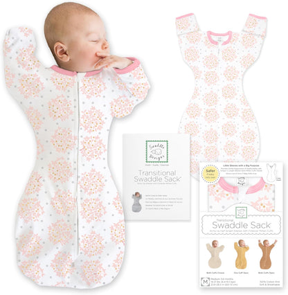 SwaddleDesigns Swaddle Sack with Arms Up Half-Length Sleeves and Mitten Cuffs,
