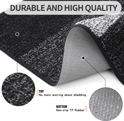 Grandaily Fußmatte für Innenbereich, 50 x 80 cm, rutschfest, Schmutzfänger, saugfähig, für die Haustür, waschbar, gestreift, für den Innenbereich, flach, Willkommensmatte, Eingangsmatte, Grau