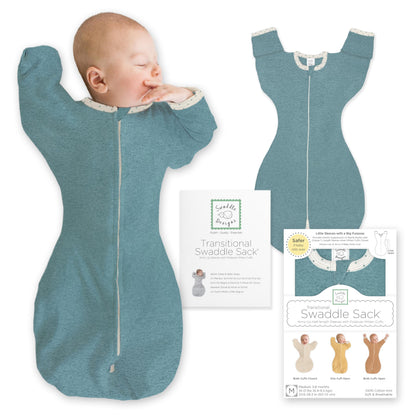 SwaddleDesigns Swaddle Sack with Arms Up Half-Length Sleeves and Mitten Cuffs,