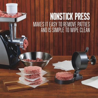 Weston Burger Press, Makes 4 1/2" Diameter Patties for Hamburger, Crab Cakes, Sausage, 1/4lb to 3/4lb, with Spring Ejector for Easy Removal, Single, Non-stick Heavy-Duty Cast Aluminum (07-0310-W)