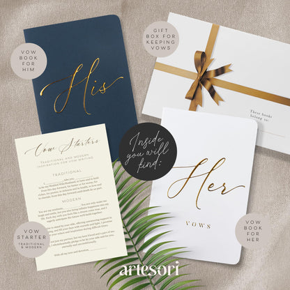ARTESORI Premium Ehegelübde-Buch für Sie & Ihn, Soft-Touch, Goldfolie, 28 linierte Seiten, Ehegelübde-Bücher für Sie und Ihn, Hochzeits-Essentials, Hochzeits-Geschenkideen, Geschenke für Sie und Ihn [Weiß & Schwarz]