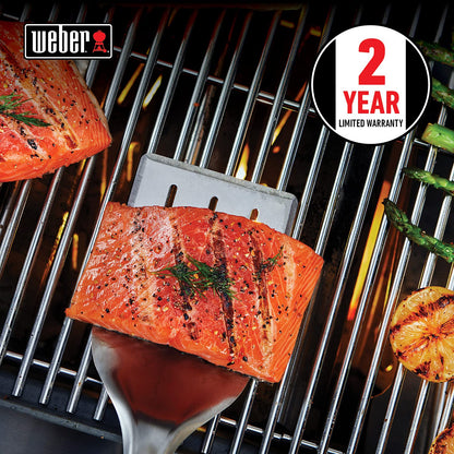 Weber Precision 3‑Piece Grilling Tool Set – Stainless Steel Tongs, Spatula & Silicone Basting Brush with Non‑Slip Handles and Hands‑Free Locking - Grill Accessory Kit