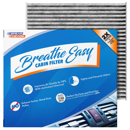 Spearhead Odor Defense Breathe Easy AC & Heater Cabin Filter | Fits Select 2016-2025 Toyota, Lexus, Subaru, 2016-2023 CX-9 Like OEM | Up to 25% Longer Lasting w/Activated Carbon (BE-157)