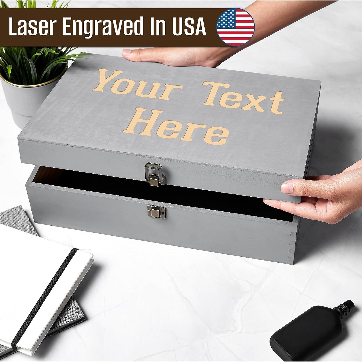 ENGRAVE MY MEMORIES Personalized Wooden Keepsake Box