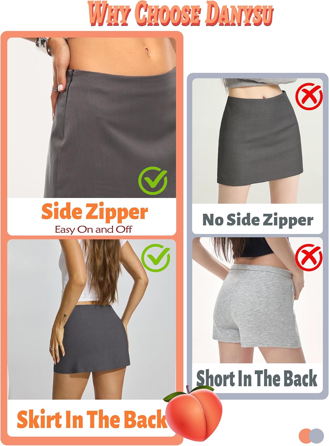 Danysu Dehnbare Mini Skorts Mid Waist Rock mit Shorts Seitenschlitz 2025 Sport Alltag Ausgeh-Outfits