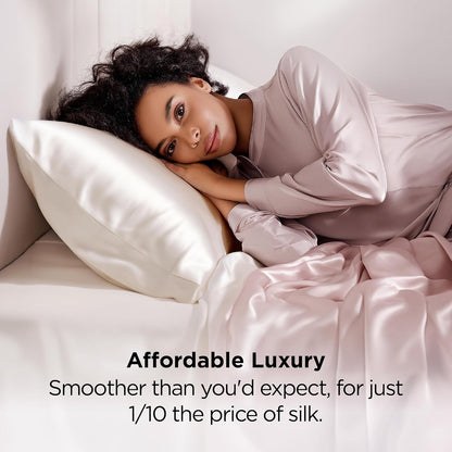 Bedsure Satin-Kissenbezug, Queen-Size, 2er-Pack, Seidenkissenbezügen ähnlich, seidige Kissenhüllen mit Hotelverschluss, Raumdeko, Valentinsgeschenke für Frauen und Männer, Grau, 50x75 cm