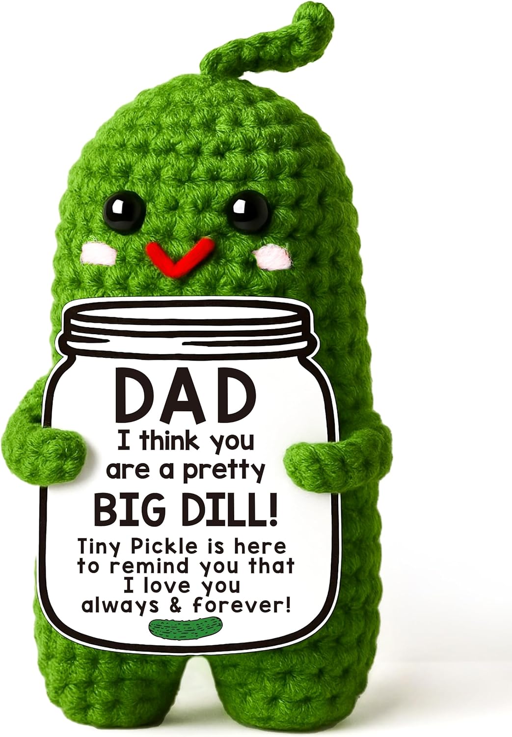 MAMAGIFTREE Fathers Day Dad Birthday Gifts from Daughter or Son,Handmade Crochet Pickle -I Love Best Daddy Ever Gift Thank You Daddy Funny Emotional Care Desk Decor