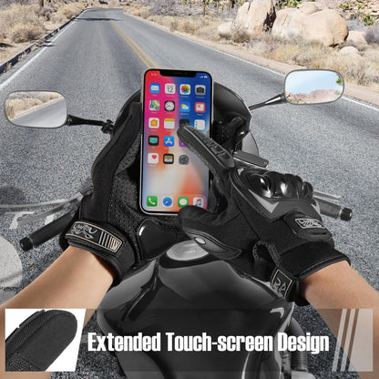 COFIT Motorradhandschuhe für Damen und Herren, Full-Finger Touchscreen Motorradhandschuhe für BMX ATV MTB Fahren, Straßenrennen, Radfahren, Klettern, Motocross – Schwarz L
