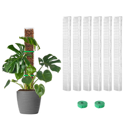 EOX 4 Pcs 24 Inch Plastic Moss Pole for Monstera, Large D Shaped Poles for Climbing Plants Work with Sphagnum Moss, 90 Inch Plant Stake Set of 4, Garden Ties
