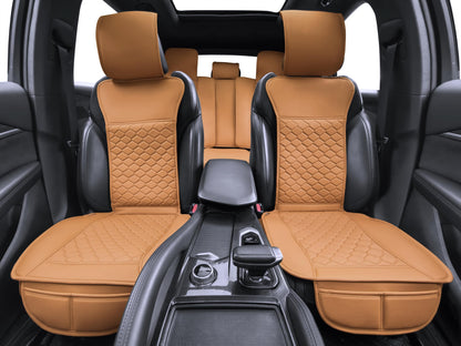 Elantrip 2PCs Front Car Seat Covers Leather Water Proof Seat Protector Universal fit for Most Cars SUVs and Trucks Black