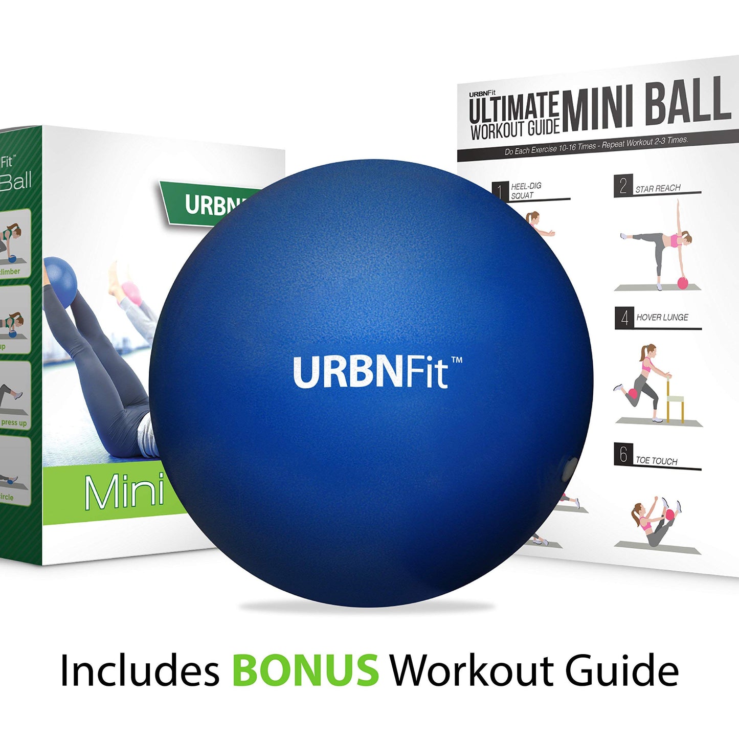 URBNFit Kleiner Gymnastikball - 23 cm Mini Pilates Ball mit Fitness Guide für Yoga, Barre, Physiotherapie, Stretching & Core Stability Workout-Pink