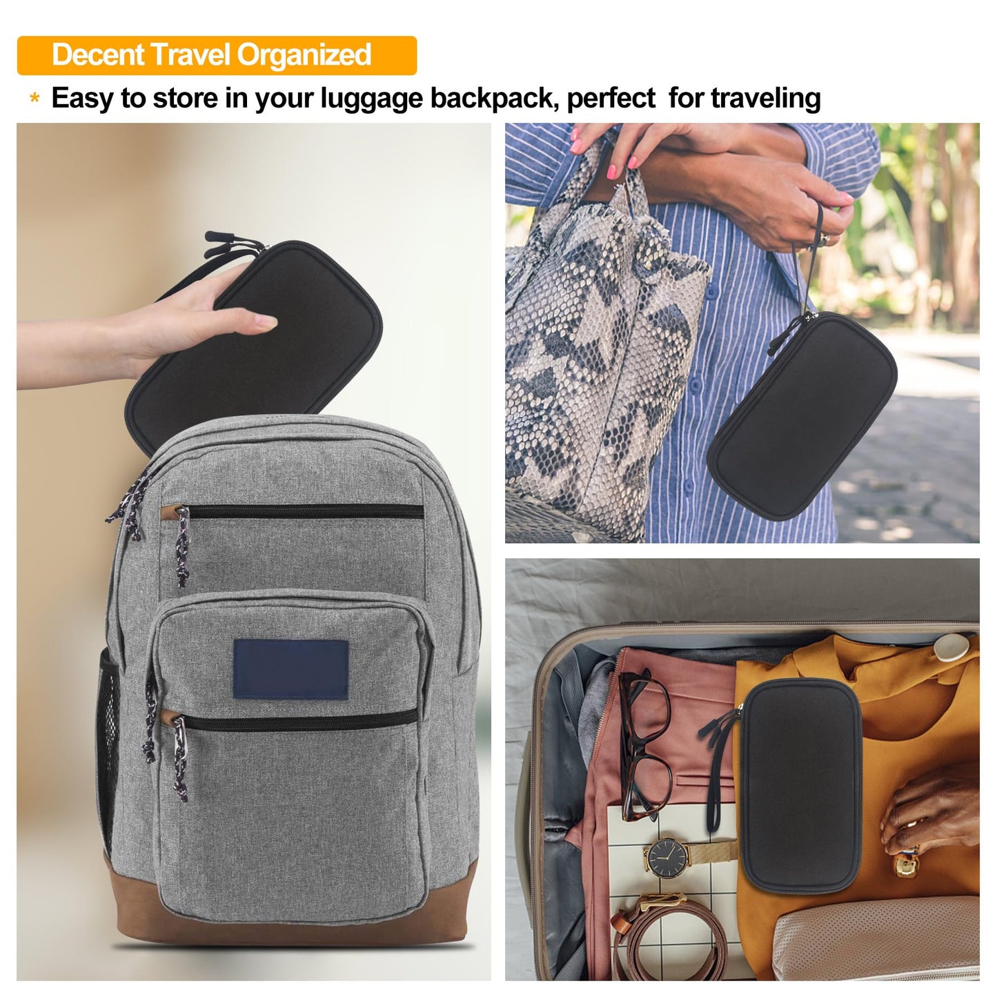 Elonbo Kit Bag, EpiPen Carrying Case, Travel Medicine Kit for 2 Epi Pens or Auvi Q, Asthma Inhaler, Nasal Spray, Allergy Meds, Diabetic Supplies, Ventolin Inhaler Organize Holder Case, Black