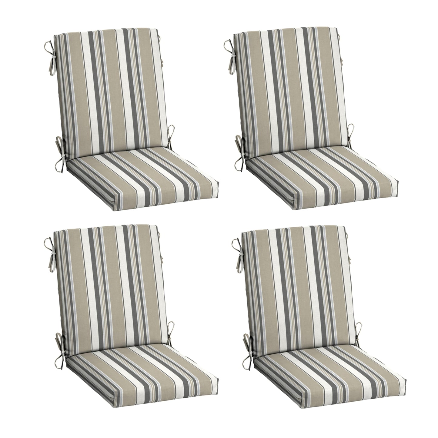 Arden 2-Pack Outdoor Patio Dining Chair Cushion, 20x44, Rain-Proof Seat Pad, Fade-Resistant Outdoor Cushion Black Cabana Stripe