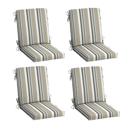Arden 2-Pack Outdoor Patio Dining Chair Cushion, 20x44, Rain-Proof Seat Pad, Fade-Resistant Outdoor Cushion Black Cabana Stripe