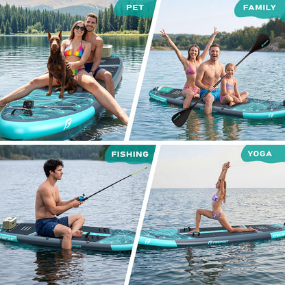 FBSPORT 11' Premium Stand Up Paddle Board, Yoga Board with SUP Accessories & Carry Bag | Wide Stance, Surf Control, Non-Slip Deck, Leash, Paddle and Pump for Youth & Adult
