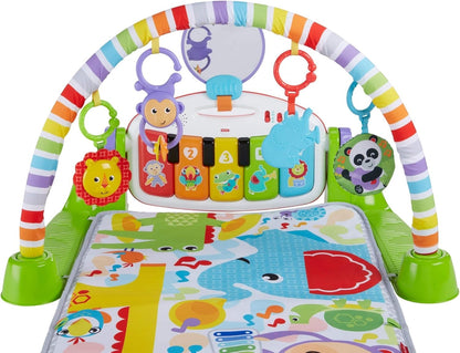 Fisher-Price Baby-Spielmatte „Glow and Grow Kick & Play Piano Gym“, blaues musikalisches Lernspielzeug mit Entwicklungsaktivitäten für Neugeborene ab 0 Monaten