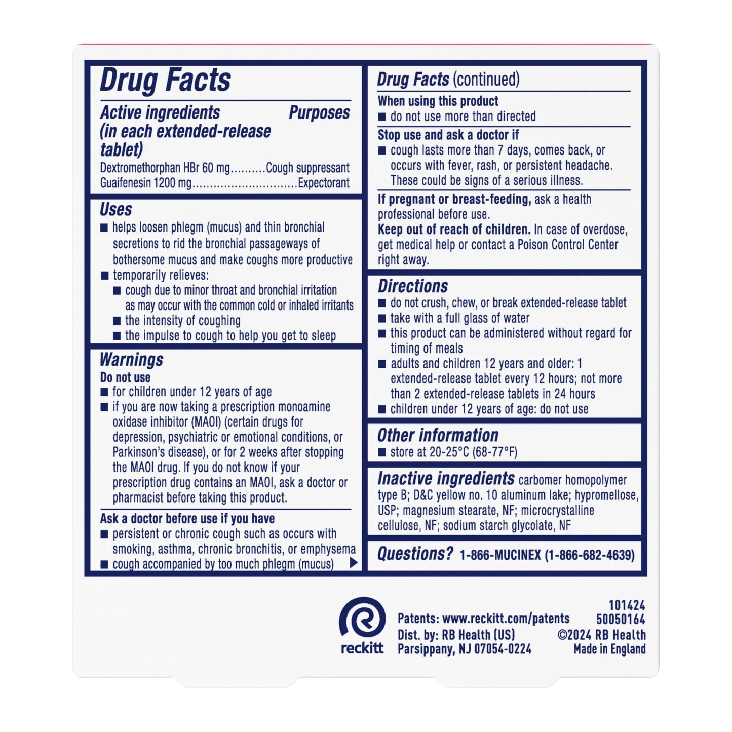 Mucinex DM Maximum Strength Cough Suppressant & Expectorant Tablets, 28ct - 1200mg Guaifenesin (Pack of 2)