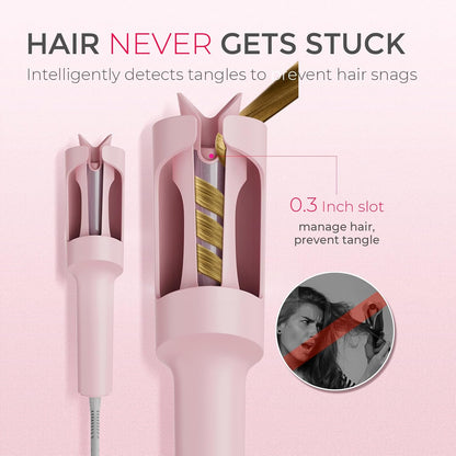 TYMO CURLPRO Automatic Rotating Curling Iron - Beach Waves Curling Wand, Portable Hair Curler, 500 Million Ionic, Dual Voltage & Lightweight for Travel, Ceramic Coating, Metallic Gray 1 inch