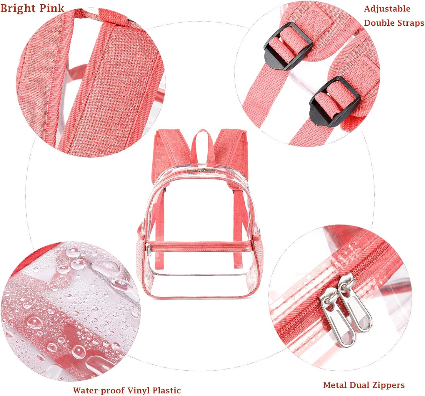 Mini Transparenter Rucksack 12x12x6 Stadion Zugelassener Plastik-Rucksack