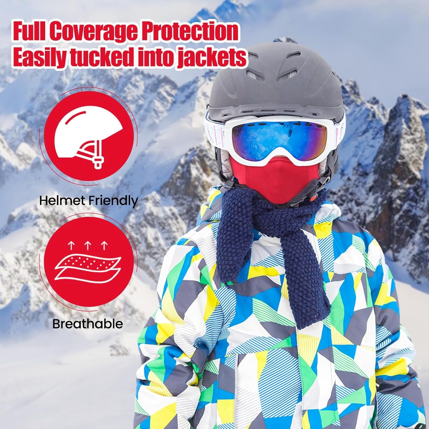 Kinder Sturmhaube Skimaske Kinder Schal Kinder Fleece Nackenwärmer Kälteschutz Gesichtsmaske für Jungen Mädchen Schwarz