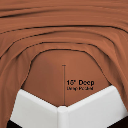 Cozy Up with Softan's Burnt Orange Queen Size Sheet Set