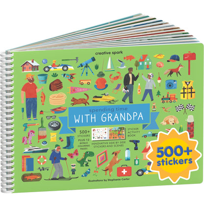 CUPKIN Animals Habitat 500+ Kids Sticker Book Toddler Airplane Travel Activity Coloring and Sticker Book, Road Trip Essentials, 12 Coloring Pages + 12 Scenes for Ages 2–8 Years