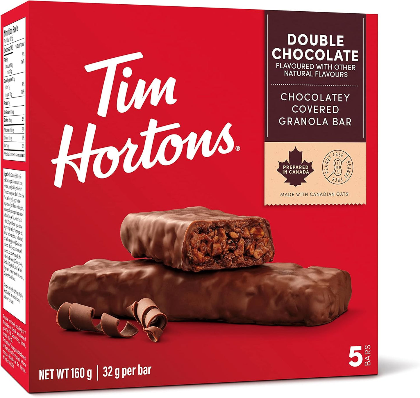 Tim Hortons Salted Caramel Granola Bars, Peanut Free, 5 Count, Imported from Canada)