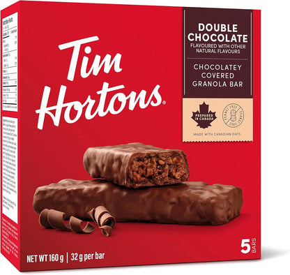 Tim Hortons Salted Caramel Granola Bars, Peanut Free, 5 Count, Imported from Canada)