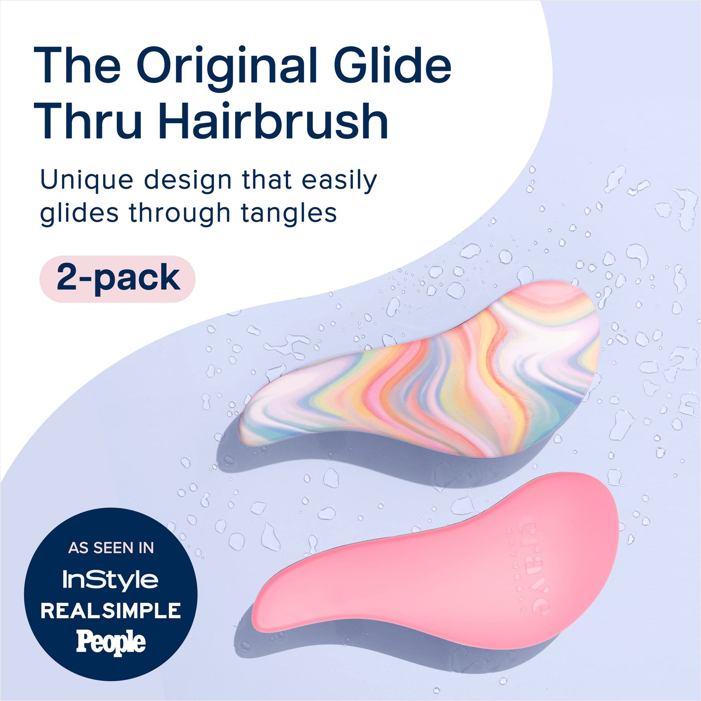 Crave Naturals Glide Thru Entwirrbürste für Erwachsene und Kinder. Entwirrbürste für natürliches, lockiges, glattes, nasses oder trockenes Haar. Haarbürsten für Frauen. Stylingbürste (Blau)