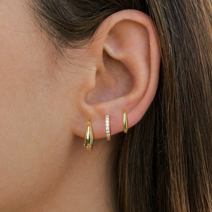 Inerney 14K Gold Plated Huggie Hoop Earrings for Women, Small Sterling Silver Earring Set Hypoallergenic Cartilage Helix Stacks, Mini Dainty Cute Trendy Birthstone Jewelry Gift for Multiple Piercings