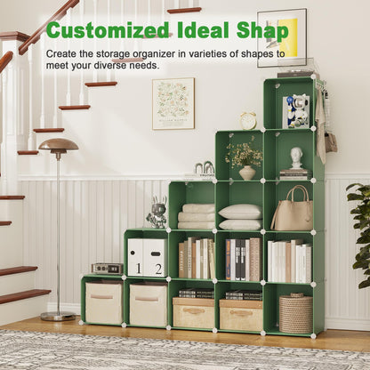C&AHOME Cube Storage Organizer, 16-Cube Shelves Units, Plastic Storage Cubes, DIY Closet Organizer, Modular Closet Storage Shelves Ideal for Home, Bedroom, 48.4" L × 12.4" W × 48.4" H Black SUM3016H