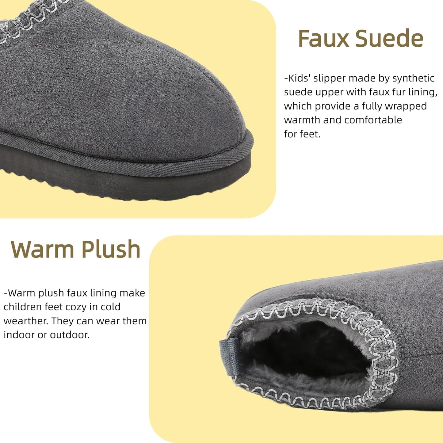 SMajong Kinder Hausschuhe Plüsch Warm Mädchen Flauschige Hausschuhe Jungen Plateau Pantoffeln Slip-on Schuhe Winter Innen Außen