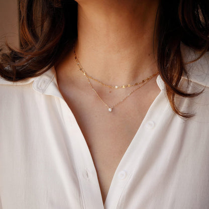 Tewiky Dainty 14k Gold Plated/Silver Cubic Zirconia Necklaces for Women, Simple CZ Jewelry Necklaces Trendy Gifts